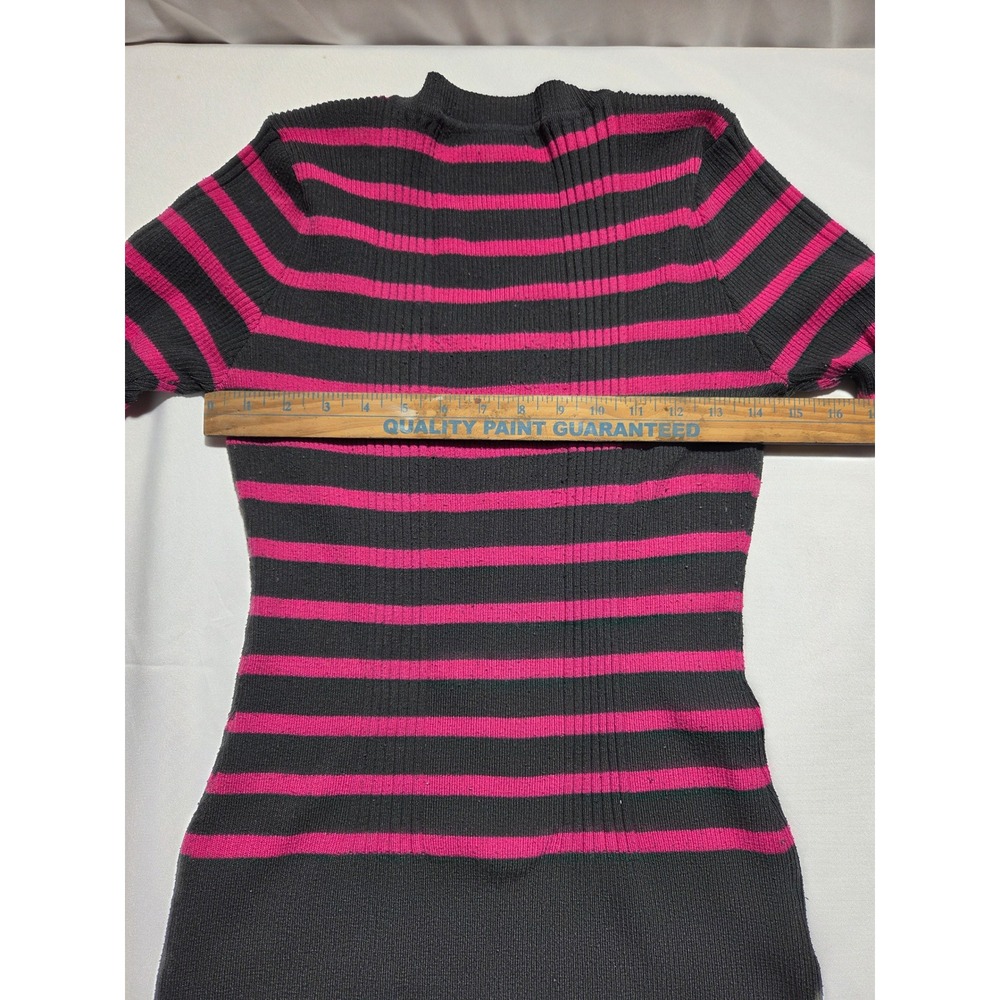 Cool‎ Attitude Black Pink Striped Ribbed V-Neck Tunic Sweater 2X 3/4 Sleeve - Picture 6 of 7